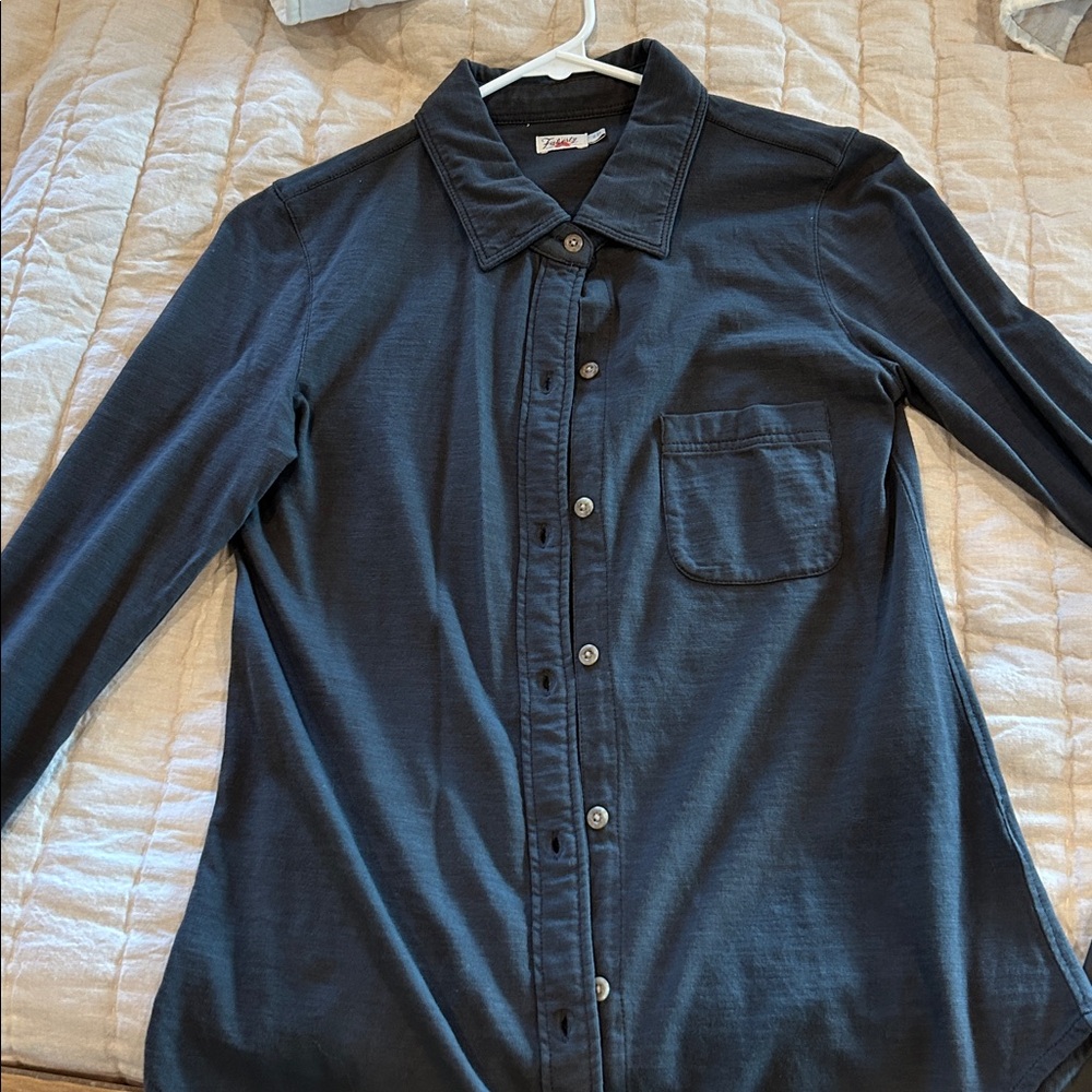Faherty Black Button-Up Shirt